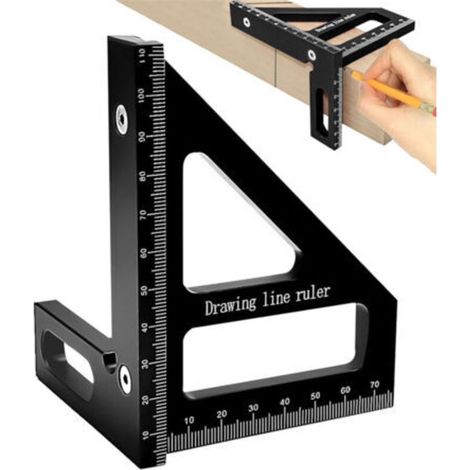 Anreißlineal aus Aluminiumlegierung für Holzbearbeitung – Schwarz