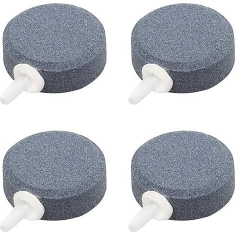 Bulleur Aquarium Pierre À Air, Disque De Diffusion Bulles Rond Gris 4Cm, Diffuseur D'Oxygène Pour Pompe À Air, Accessoire Bassin Poissons, 4 Pièces (1/5)