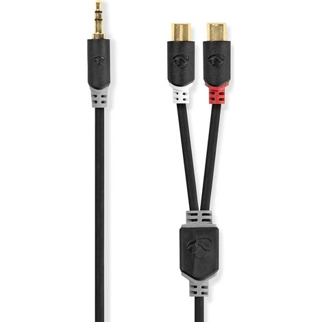 Cable de sonido estereo pasador de 35 mm 2x rca hona guldplaterad 020m redondo antracita lada