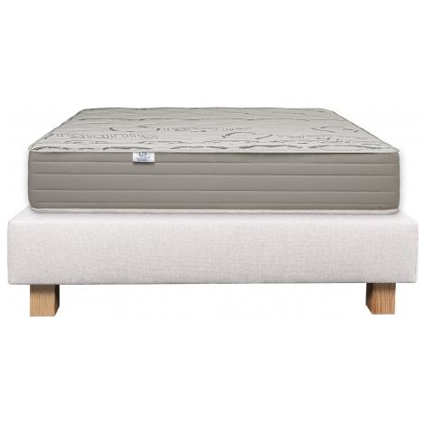 Ensemble Matelas Organic Cotton, 24 cm, mousses haute densité, ferme, face été/hiver + sommier beige ep20cm, 90x190cm (1/5)