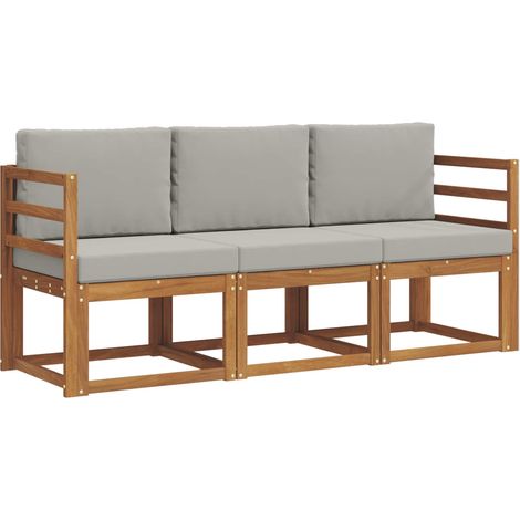 Conjunto de sofás de exterior 3 uds. Gris Natural y Claro vidaXL (1/5)