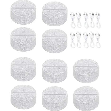 Set mit 10 3D-LED-Tischlampenfüßen aus Acryl, 7 einstellbare Farben, batterie- oder USB-betrieben. Beleuchtungszubehör aus ABS. (1/5)