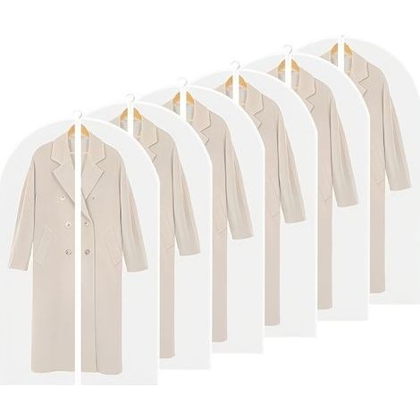 Housse anti-poussière, sac à vêtements, sac de rangement transparent anti-poussière pour vêtements - Lot de 6 pièces 60 x 120 cm (1/5)