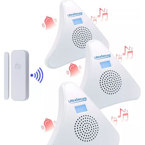 Pack multi-alerte d'ouverture sans-fil 300m - Détecteur autonome + 3 carillons ON/OFF 35 mélodies (DA600+) (1/5)
