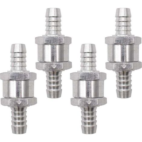Clapet Anti-Retour, 4 Pièces Argent Anti-Retour Valve avec Flèche Non Retour Clapet en Alliage pour Carburateur Low Systèmes de carburant Sous Pression Voiture (10mm) (1/4)