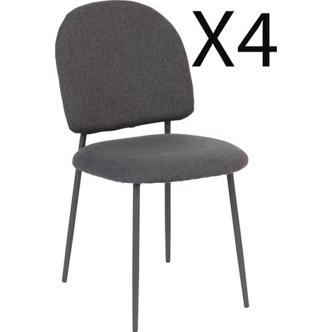Lot de 4 chaises en Polyester coloris gris et pieds en acier -Longueur 43 x Profondeur 57 x Hauteur 84 cm (1/3)