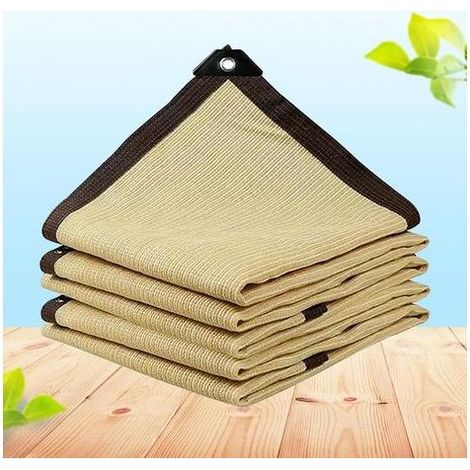 Voile d'ombrage rectangulaire 6x4m – Toile en polyéthylène haute densité – Taux d'ombrage 90% – Résistant aux UV et à l'usure – Beige (1/5)