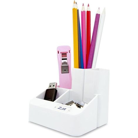 Pot à crayons - Organisateur de bureau - Blanc - 5 compartiments - Rapesco