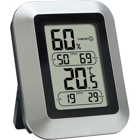 Termómetro higrómetro digital: monitor de temperatura y humedad ambiente, detector climático con imán y soporte de sobremesa (1/4)