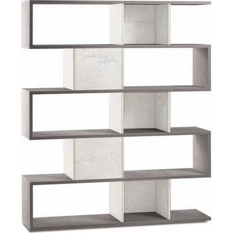 Libreria Modulare 150L x 38P x h180 – Finitura Cemento e Bianco Opaco – Sarmog (1/4)
