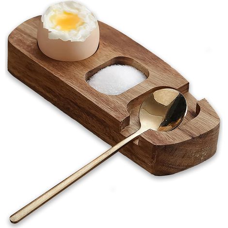 Plateau à œufs en bois - Organisateur d'œufs rustique en forme de feuille, étagère de rangement lisse pour la maison et la cuisine (1/5)