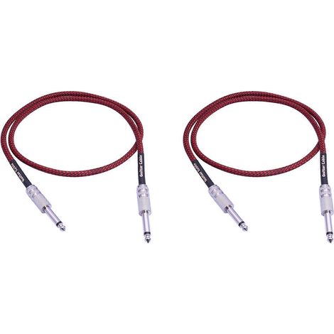 Lot de 2 câbles stéréo droits mâle-mâle 6,35 mm (1/4 pouce) pour guitare électrique et amplificateur, 1 mètre (1/5)