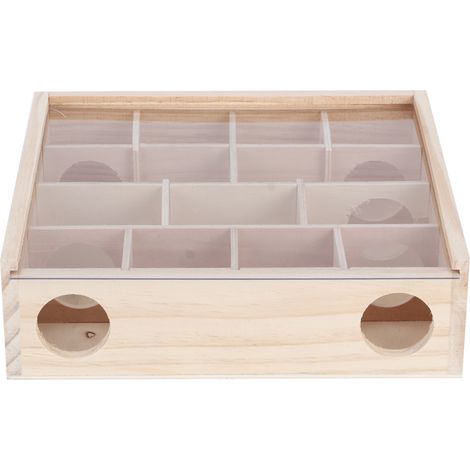 Labyrinthe pour hamsters et souris en bois naturel, jouet interactif et intelligent pour animaux de compagnie avec verre acrylique. (1/5)