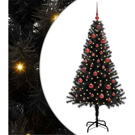 Albero di Natale Albero natalizio Albero festivo con 150 LED con supporto Nero 150 cm PVC (1/5)
