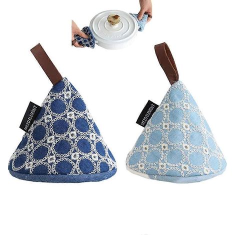 Maniques de cuisine, mini maniques, petites maniques de four, mini maniques de four, pour la cuisson et la pâtisserie (bleu clair, bleu foncé) (1/5)