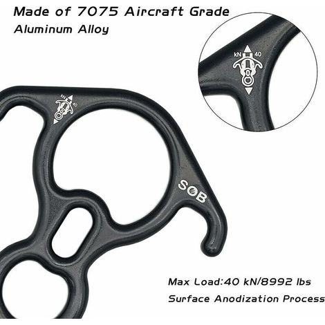 Figure 8 aluminum descender with curved ears – 50 kN, climbing and rappelling equipment for outdoor recreation