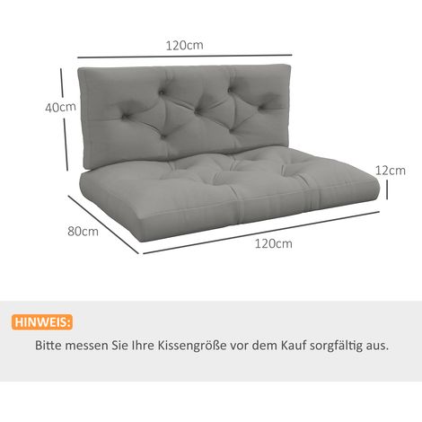 Sitzpolster Sitzkissen Polsterauflage, mit Knopfheftung, 120 x 80 x 12 cm, Grau (1/5)