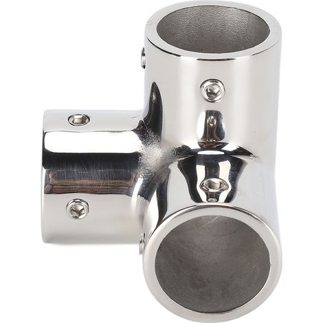 Raccord coude en T 3 voies acier inox 316 poli miroir pour rambarde bateau yacht 25mm (1/5)