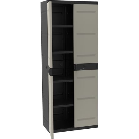 ARMADIO RESINA 2 PORTE 4 RIPIANI NGR - 70X44X176