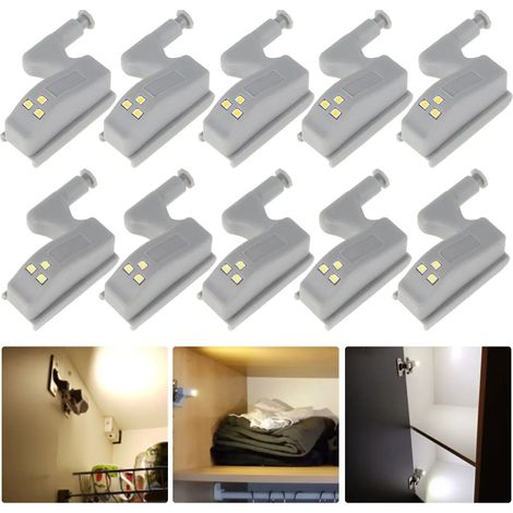 Lampe de charnière intérieure à LED, lumière sous-meuble universelle, capteur de garde-robe, placard, veilleuse , 10 pièces (1/5)