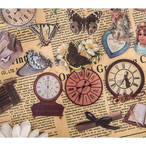 Lot de 40 autocollants vintage romantiques, série sable mouvant, motifs délicats en PET, décalcomanies nostalgiques pour agenda, carnet, horloge (1/5)