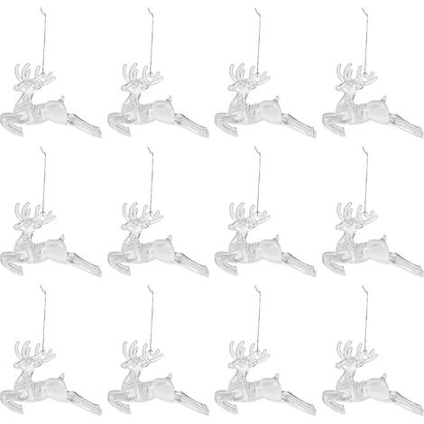 12 décorations de sapin de Noël représentant des cerfs courant-11x8x2cm-Transparent (1/3)