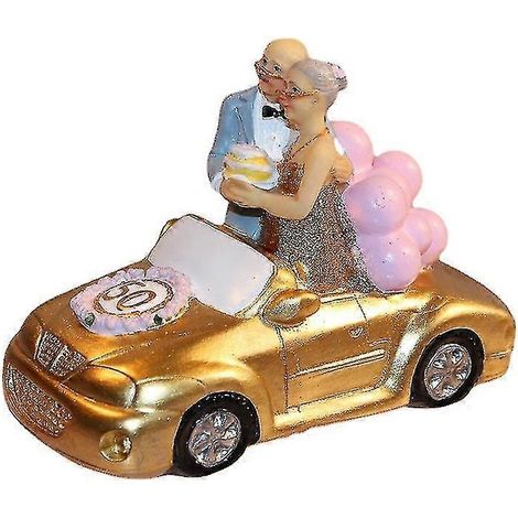 Ornements de mariage, ornements décoratifs en résine, modèle de voiture artisanal pour cadeau de noces d'or (1 pièce, or) (1/5)