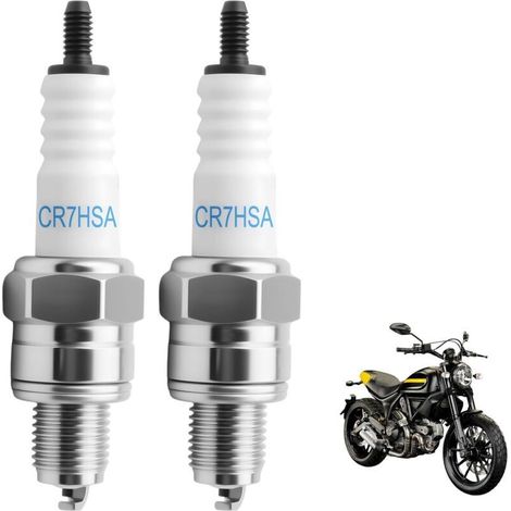 Bougie D Allumage CR7HSA - Filetage 10 mm - Écartement 0,7 mm - Indice Thermique 7 - Pour Moteurs 2 Temps Et Petits Moteurs À Essence - 2 Pièces (1/5)