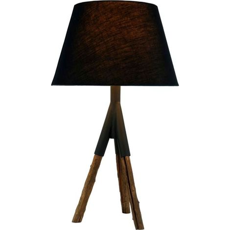 Tischleuchte Dreibein 78 cm Treibholz Stoff Unikat Handarbeit