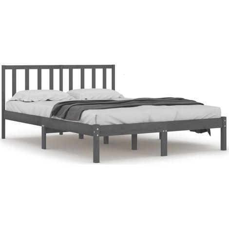 Maison Exclusive - Massivholzbett Grau Kiefer 200x200 cm