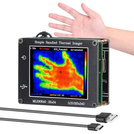 Capteur infrarouge 24 x 32 pixels Imageur thermique portatif simple Résolution 240 x 320 Caméra d'imagerie à définition claire -40 ℃ à 300 ℃ Instrument de mesure de la température
