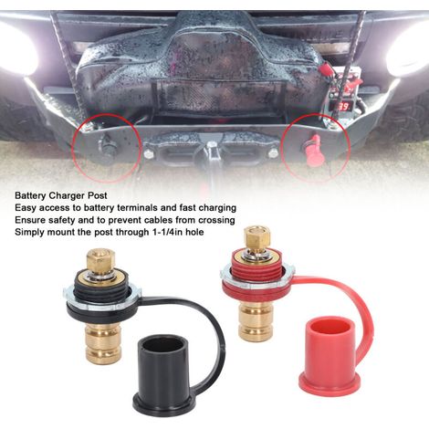 Borne de batterie déportée pour automobile, goujon de 3/8 pouce, cosse de charge avec couvercle, kit de bornes de charge 250 A, connexion par écrou rouge et noir.
