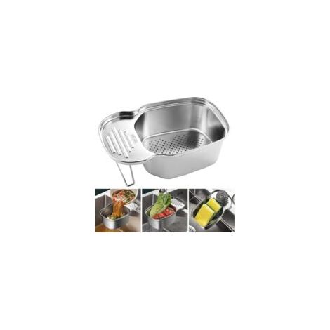 Cestello filtrante per lavello da cucina, cestello filtrante angolare multiuso per lavello, contenitore per rifiuti, cestello di scarico in acciaio inox - Crezuo