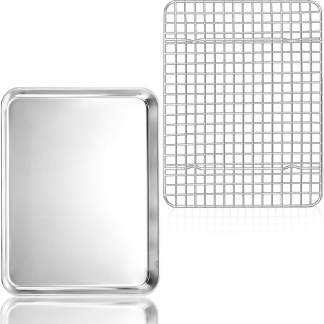 Plaque de cuisson en acier inoxydable avec grille de refroidissement, 31,4 x 24,6 cm (1/5)