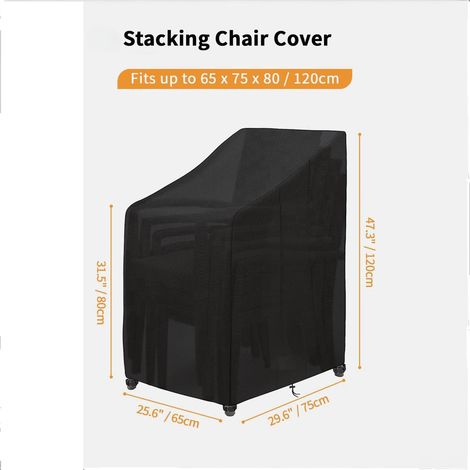 Housse Chaise Jardin 65x75x80/120cm pour 6 Chaises Empilables Imperméable Housse de Protection Fauteuil Extérieur avec Aération, Anti-Vent, Anti-UV Tissu Oxford 210D Bache Chaise de Jardin (1/5)