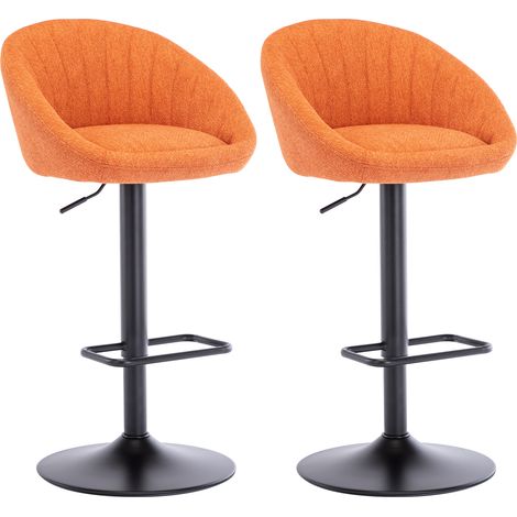 Bar Stools Set of 2 in Towel Fabric Leather Modern Swivel Counter Chairs Height Adjustable for Kitchen Home Bar, Orange, Wahson (1/5)