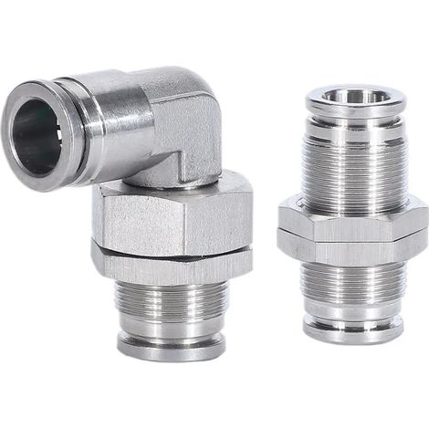 (SS304-PLM-4mm) Raccord rapide pneumatique traversant en acier inoxydable 304/316L PM 6-16 mm PLM Coude 1/8-1/2" pour tuyau d'air, connecteur à connexion rapide (1/5)