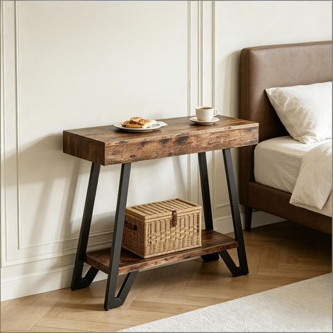 Table d'appoint vintage rectangulaire, table d'accent pour salon avec plateau élégant (uniquement la table)