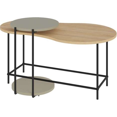 Set de 2 mesas de centro modelo Rolan acabado roble/verde, 53.8cm(alto) 102.5cm(ancho) 65m(fondo). (1/2)