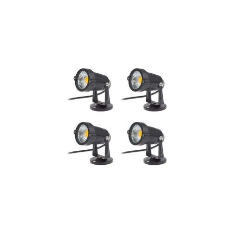 Lot de 4 Spot LED Cob 5W 220V Spots Jardin Orientables Luminaires Extérieur Jardin Terrasse(Blanc Chaud) (1/4)