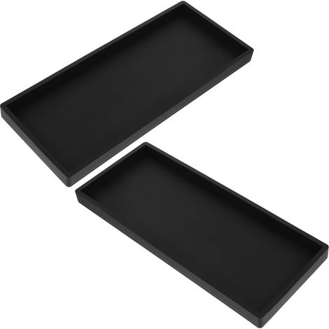 Lot de 2 Plateaux de Rangement en Silicone Noir Grand Format 31 X 135 CM Antidérapants et Résistants pour Salle de Bain la Cuisine et Coiffeuse – Plateau Porte-Savonnette'-'- (1/5)