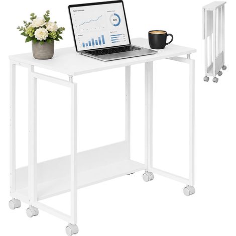 Klappbarer Schreibtisch mit Rollen, weiß, 60 x 50 cm (1/5)