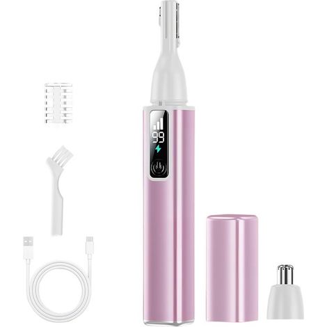 Rifinitore per sopracciglia da donna, epilatore elettrico ricaricabile 2 in 1 per viso, rifinitore per peli del naso, rasoio portatile da donna per corpo, sopracciglia e viso. (1/5)