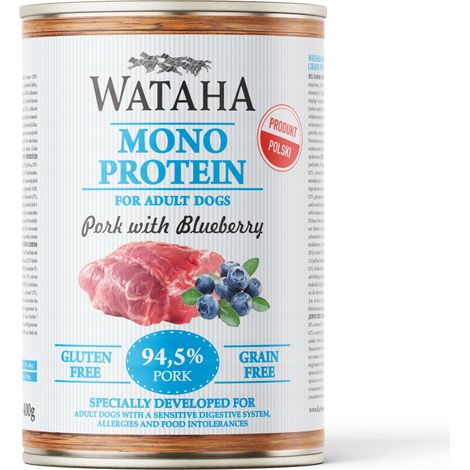 Wataha monoproteína para perros adultos, 94,5 % carne de cerdo con arándanos, 400 g