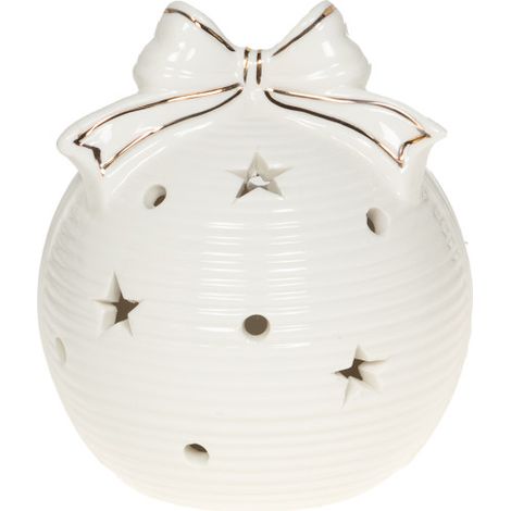 Amadeus - Photophore boule Noël blanche D10 cm en céramique