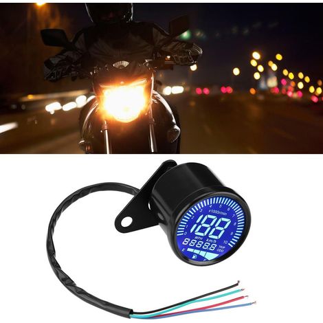 Compteur De Vitesse De Moto - Odomètre Tachymètre 66 mm Universel Digital LED Compte-Tours Compteur Kilométrique Indicateur De Vitesse Noir (1/5)