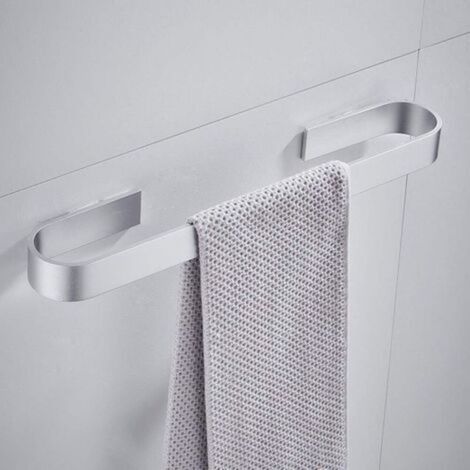 (Silver, 40 cm) Perforation-free wall-mounted towel rack, rustproof rails, bath towels, clothes rack, kitchen towel rack (1/5)