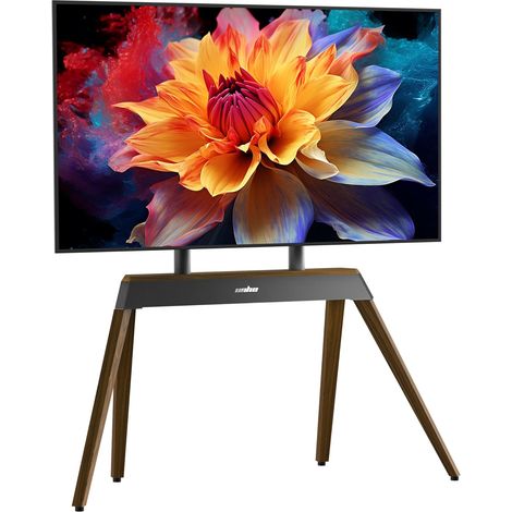 Supporto TV da Pavimento per TV da 40-86 Pollici con Gambe in Legno di massiccio (1/5)