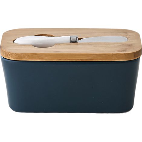 1 Boîte à beurre en céramique rectangulaire, pot hermétique avec couteau, pour fromage et produits laitiers, usage cuisine (1/5)