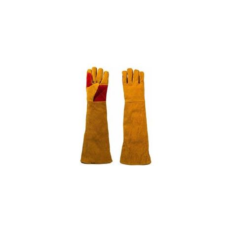 Paire de gants de soudage gants de travail de protection isolés anti-usure en cuir de vache pour soudage ignifuge, soudage au feu de camp, forgeage de cheminée de forgeron, barbecue, 60 cm (1/4)